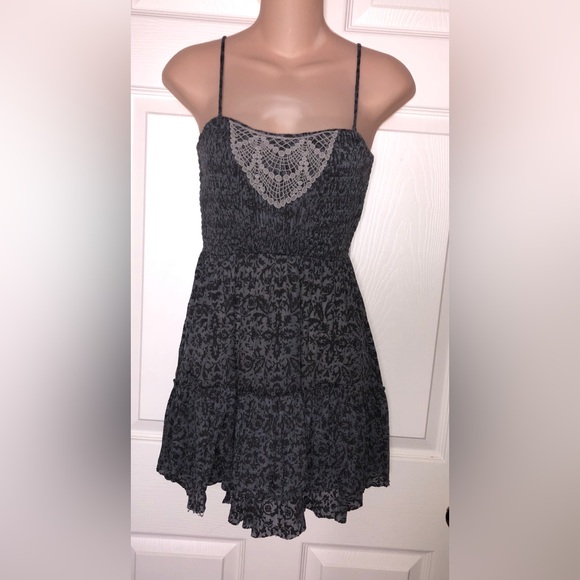 Free People Mini Dress Gray Lace Floral Small - Picture 4 of 8